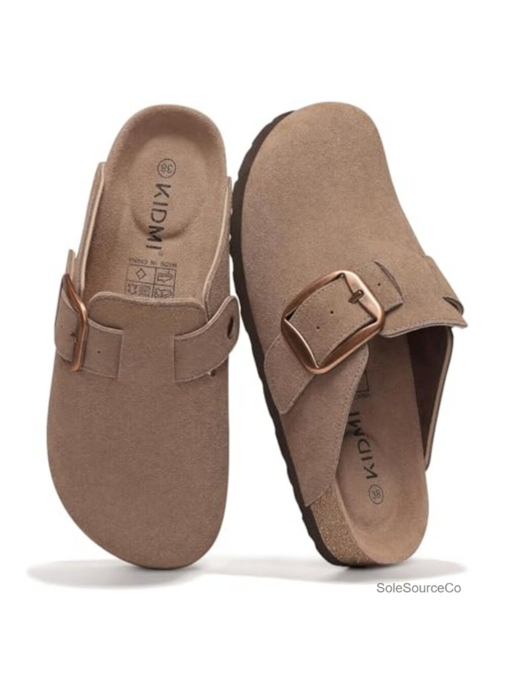 Genuine Suede Clogs for Women Men Big Buckle Memory Foam Potato Shoes